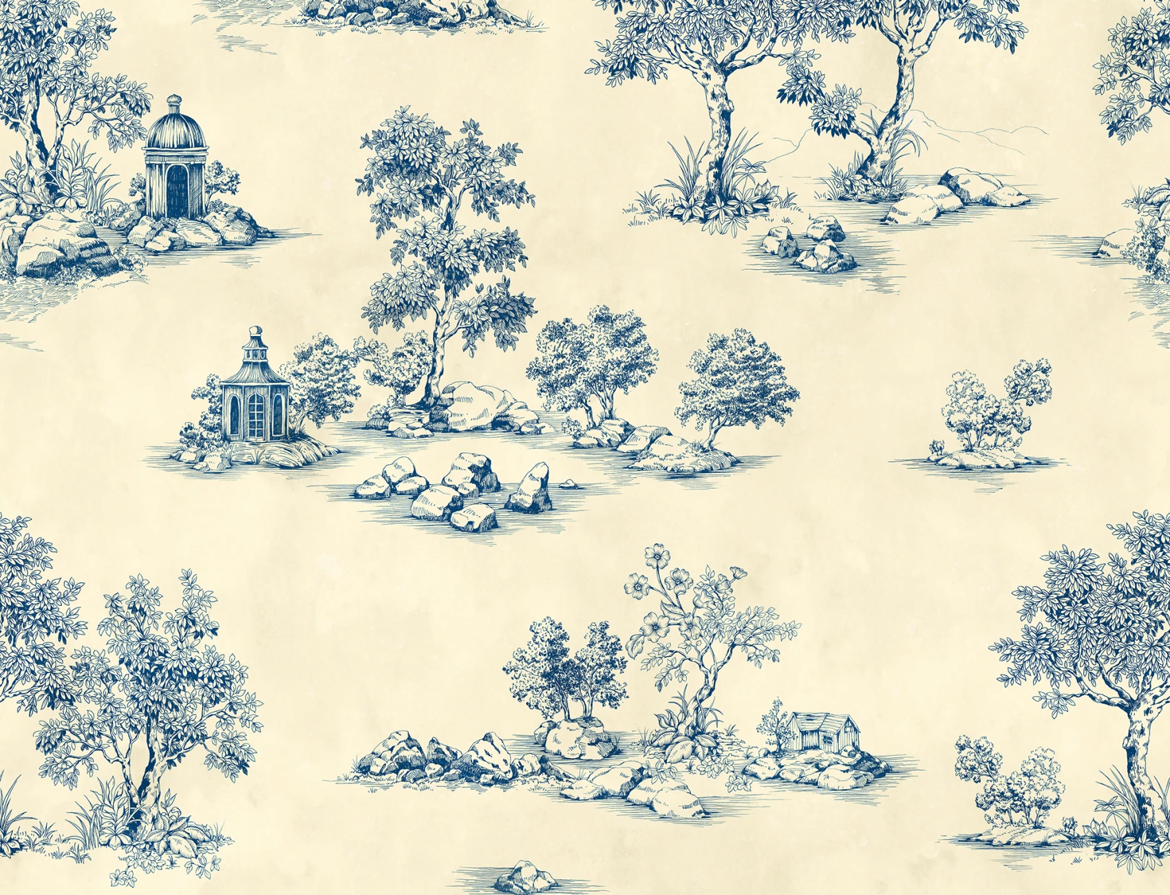 Timeless Blue Toile Elegance