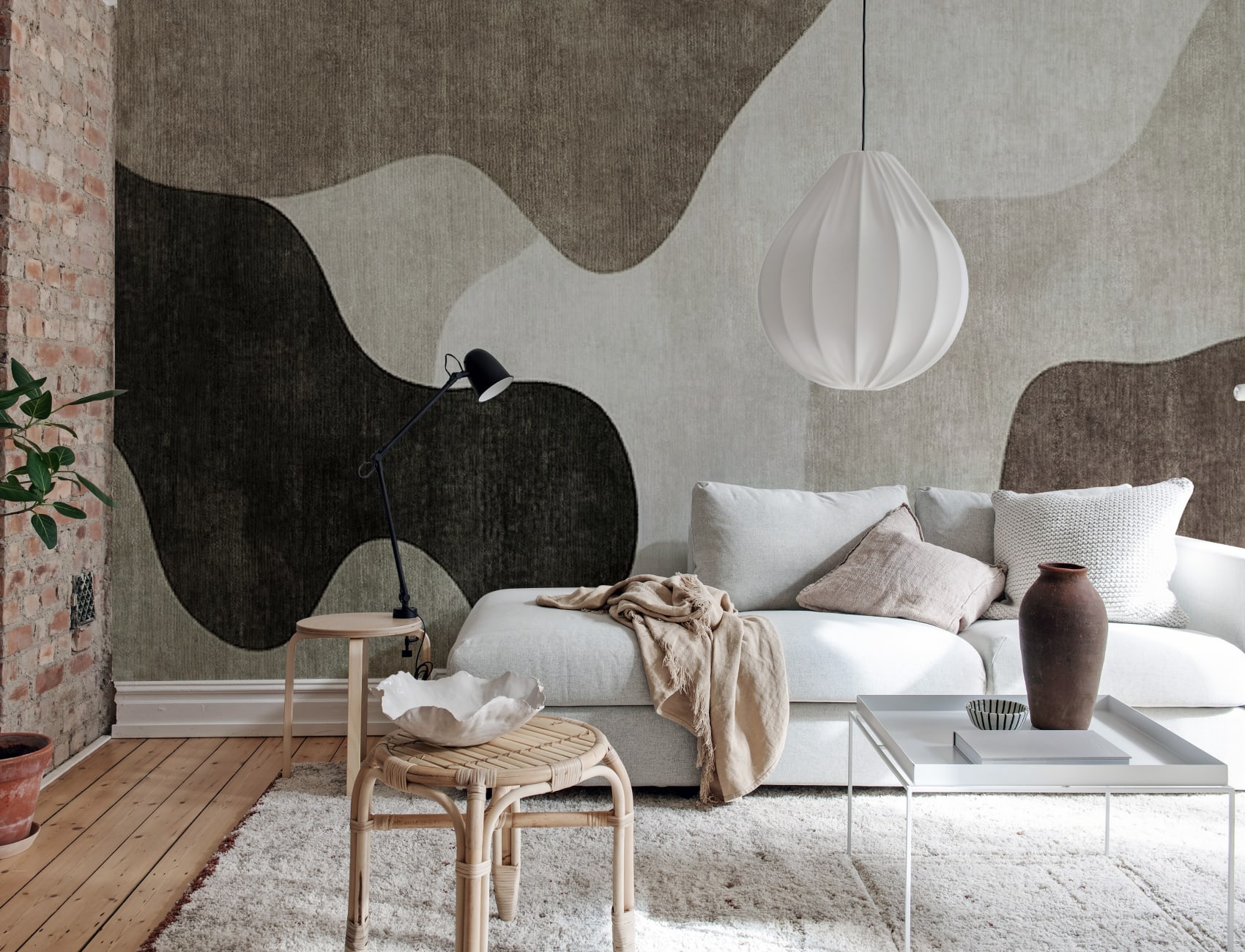 Abstract Patches, Brown - Wall Mural - Rebel Walls