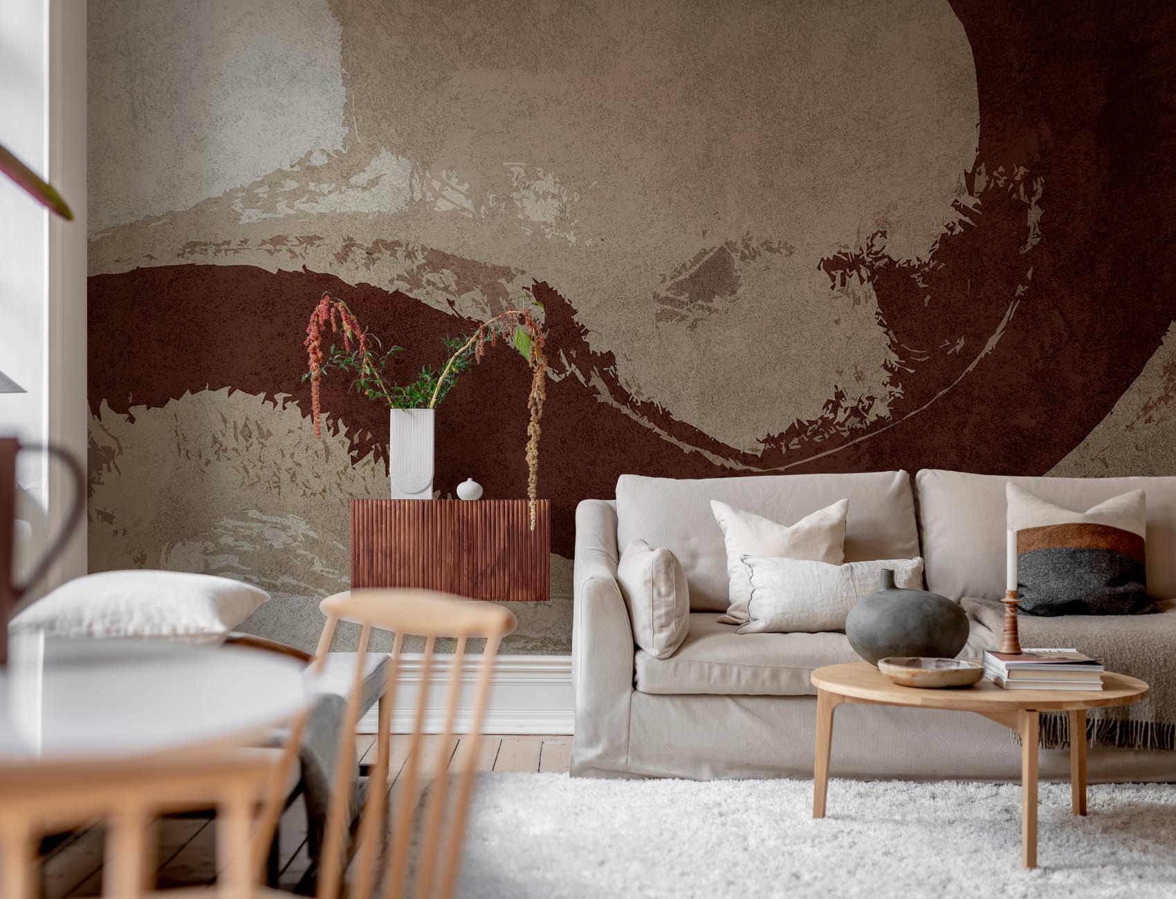 Bold Shapes, Burgundy - Wall Mural - Rebel Walls