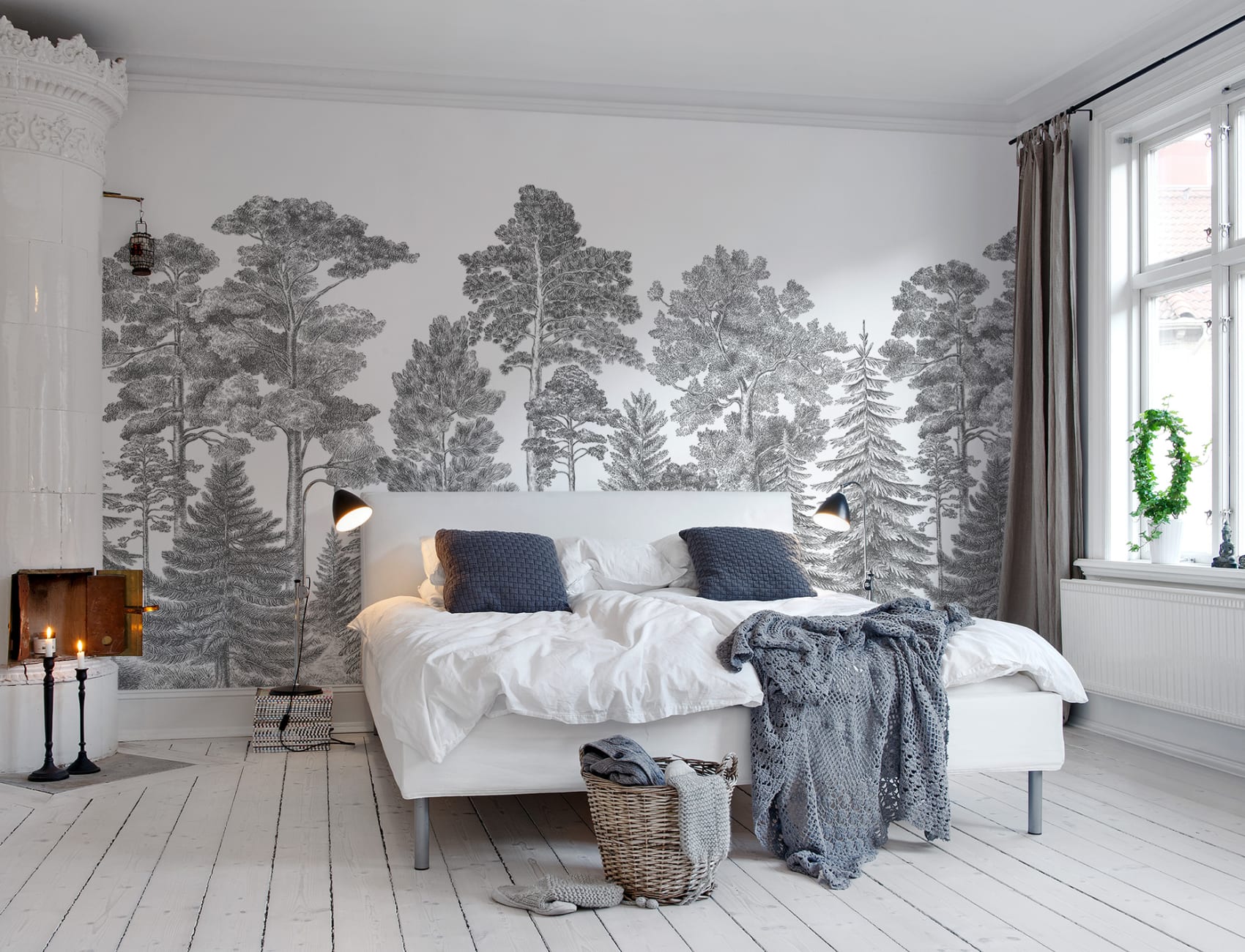 Gray forest wallpaper mural