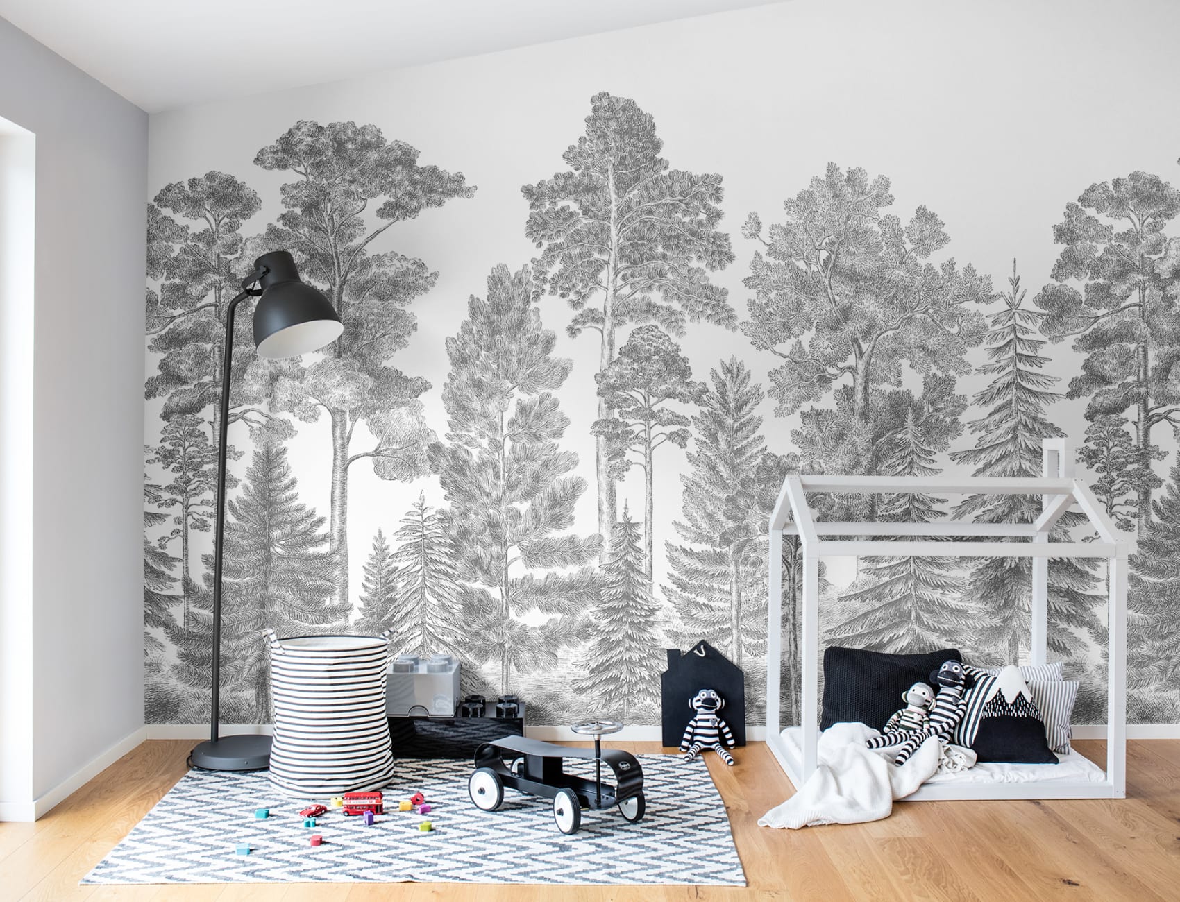 Gray forest wallpaper mural
