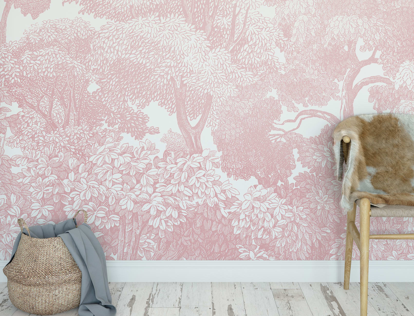Pink wall mural for daydreamers