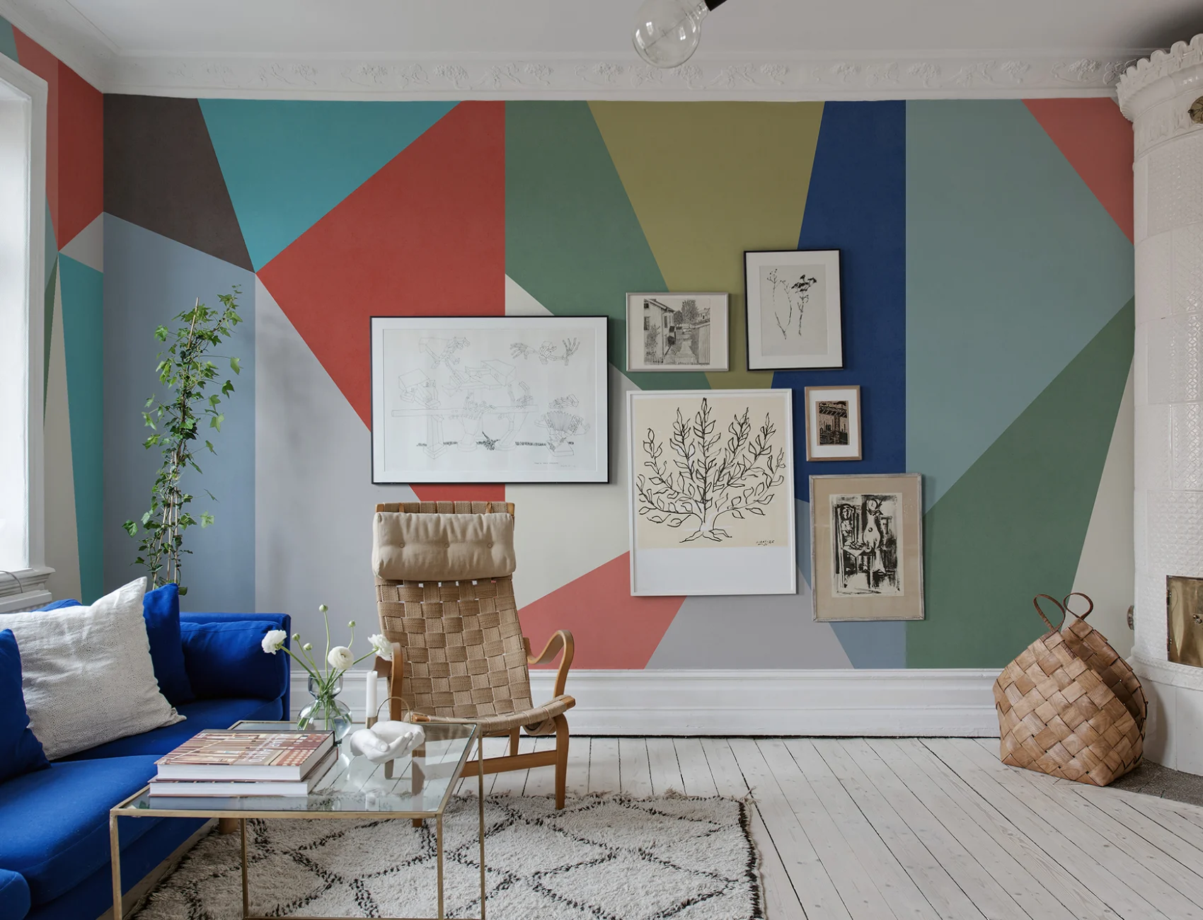 Diamond wallpaper, soft geometric design for walls