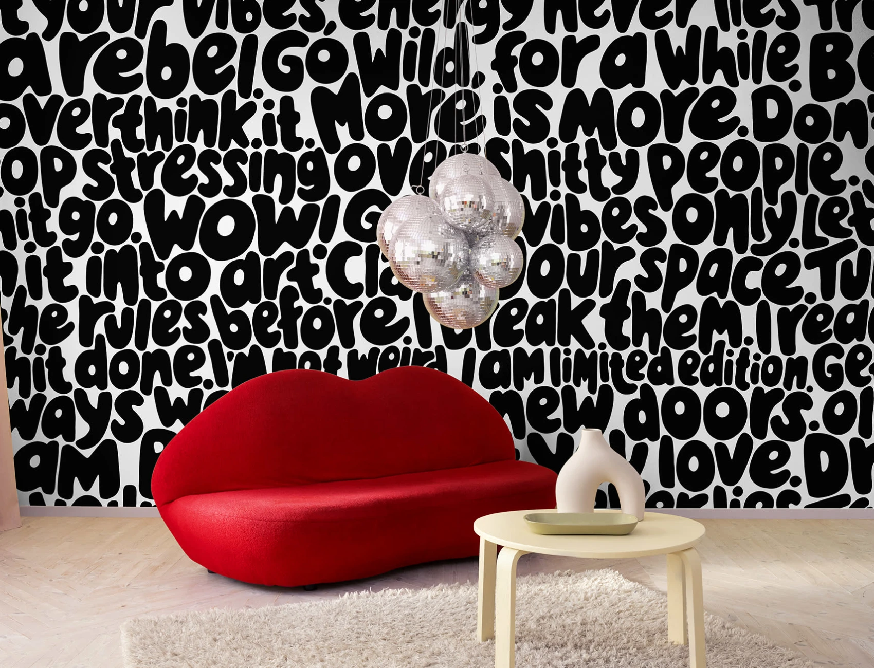 Bold typography wall mural