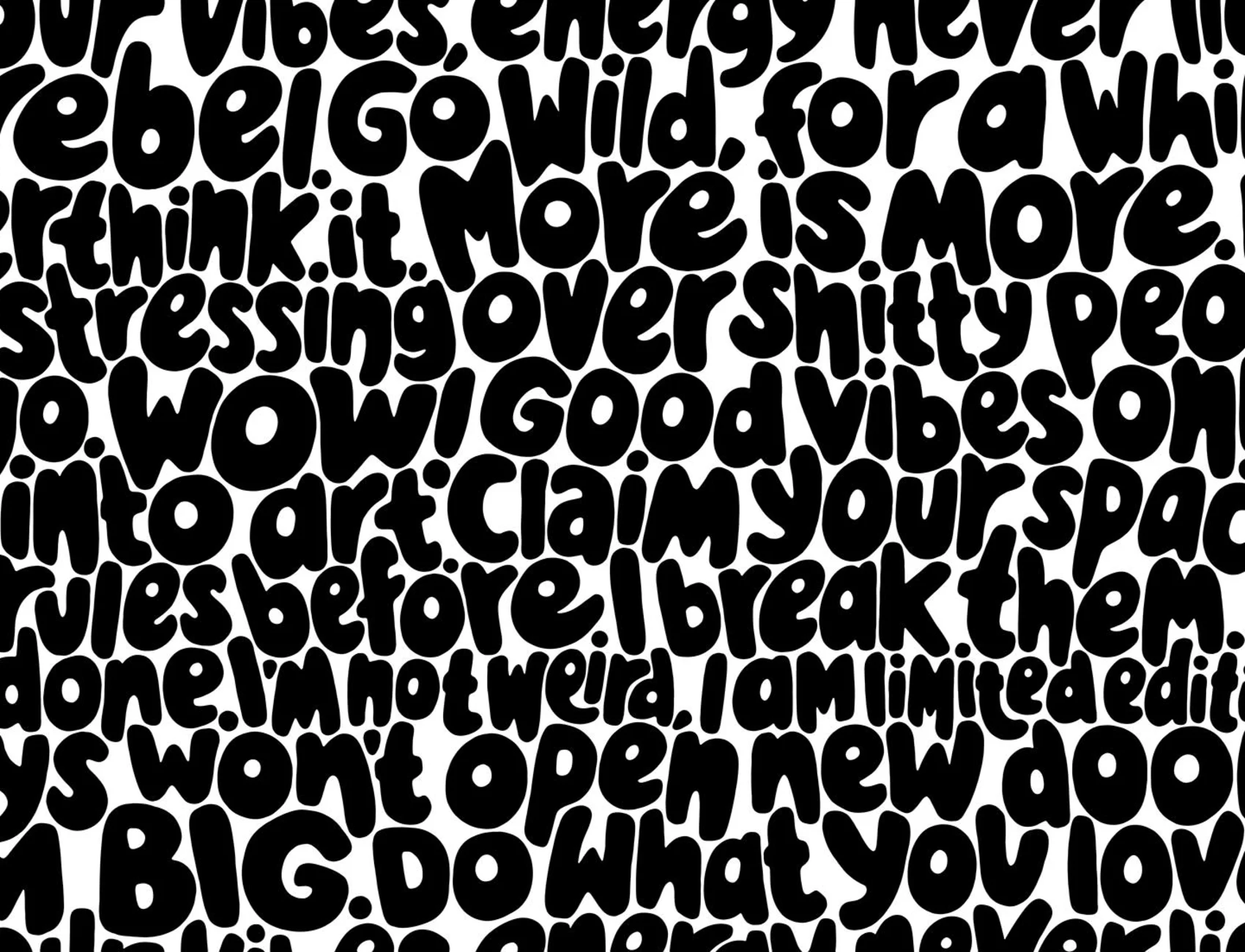 Bold typography wall mural