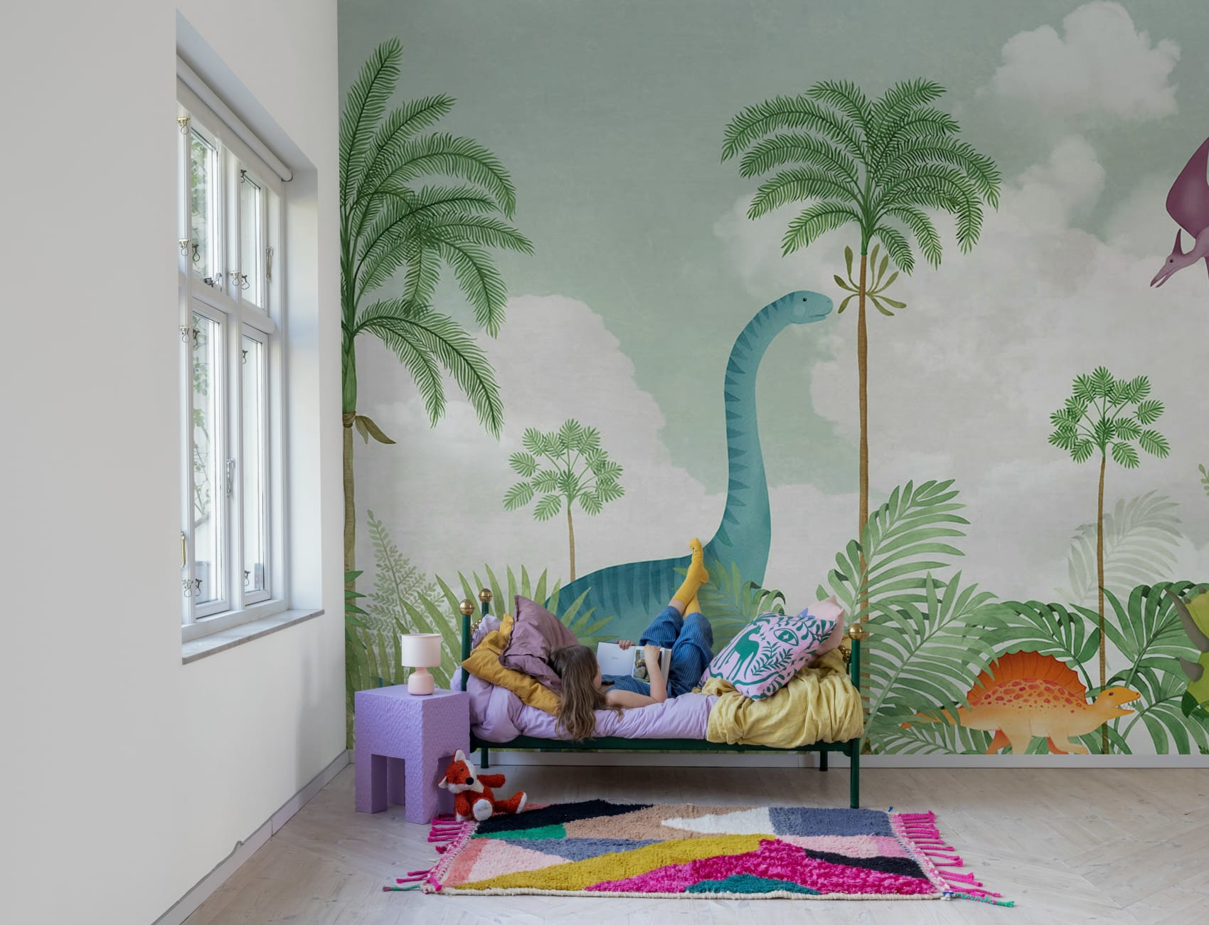 Scènes colorées de dinosaures