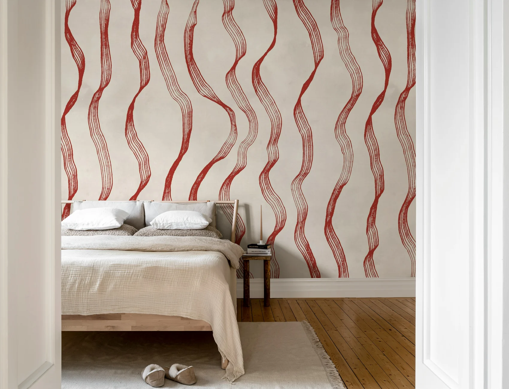 Wavy Red Ribbon Stripes