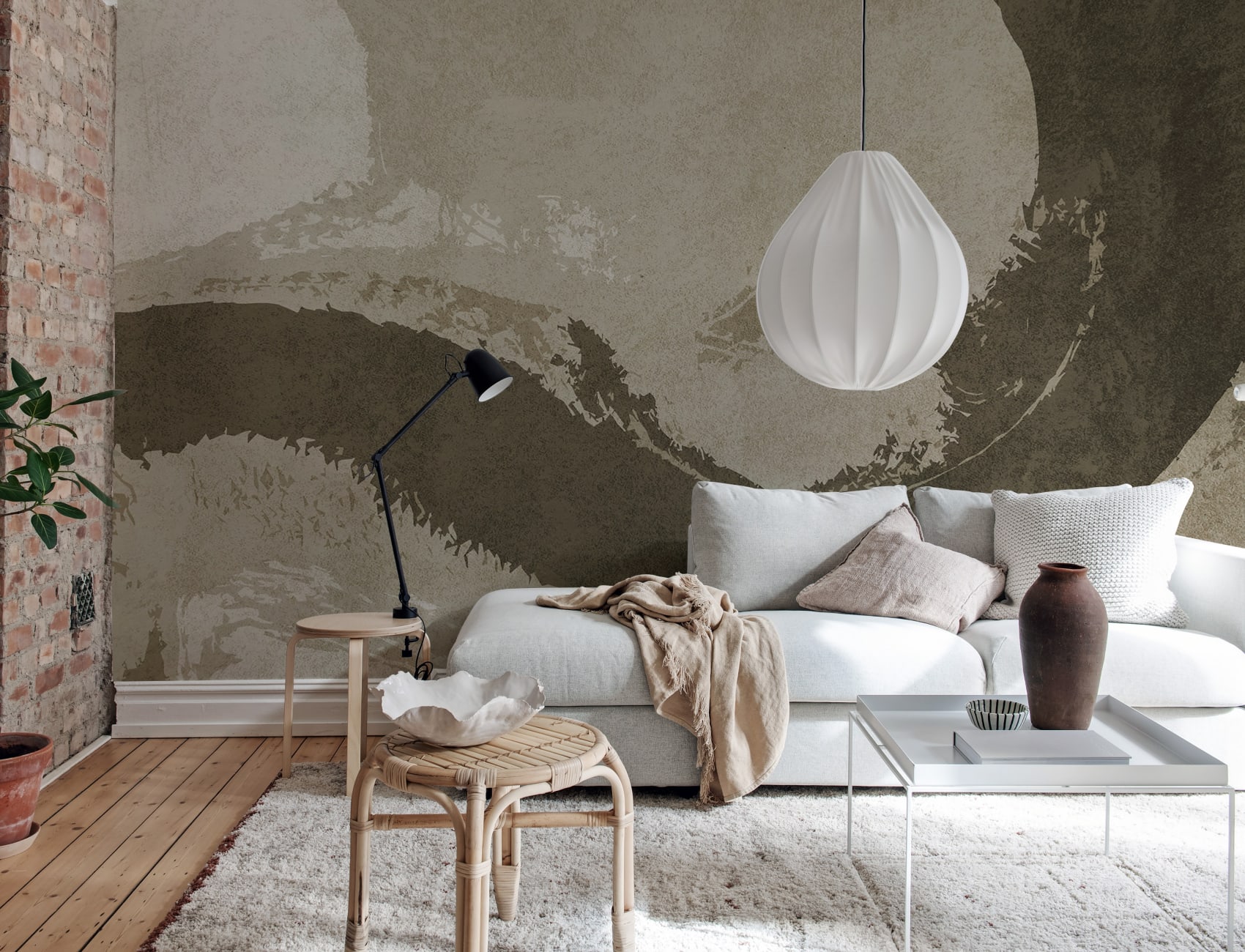 Bold Shapes, Beige - Wall Mural - Rebel Walls