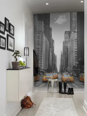 New York buildings and taxis wall mural