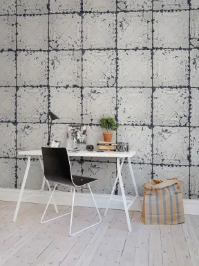 Beautiful white tin plates wallpaper