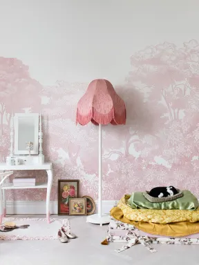 Pink wall mural for daydreamers