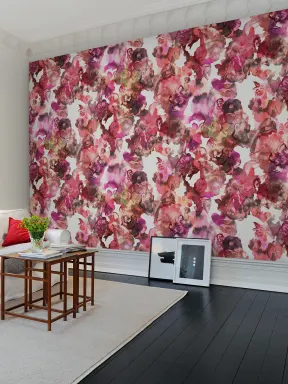 Red and pink colorful wallpaper for a girl's or a boy's room
