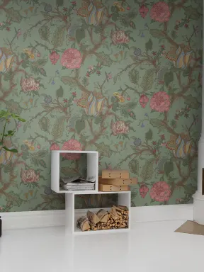 Wall mural that looks like old original vintage wallpaper