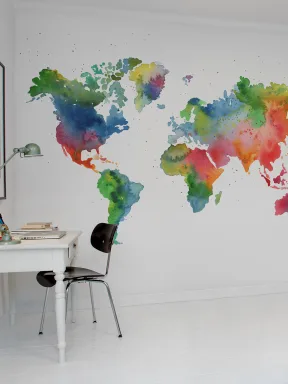Broaden your horizons with this fabulous world map mural