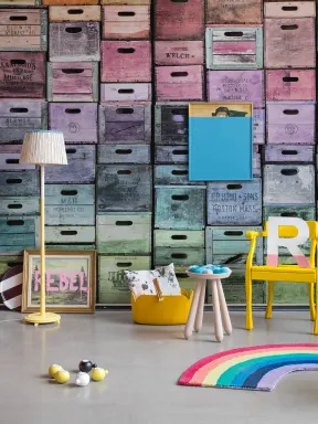 Diese frechen und farbenfrohen Holzboxen holen den urbanen Flair in Ihr Zuhause