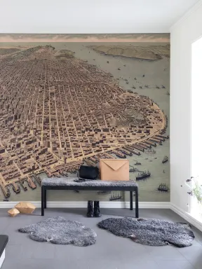 A 3D San Francisco map wallpaper with history