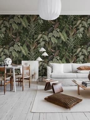 Monkeys play in this nighttime jungle wallpaper