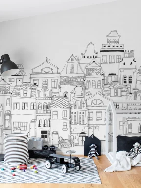 OUTLINED HOUSES IN A ROW