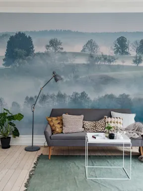 Amanhecer em tons pastéis suaves - um lindo design de mural de parede