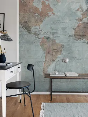 A world map wallpaper mural for the globetrotters