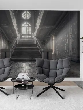 Dramatic dark wall mural