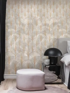 Elegant art deco wallpaper with palm leaves