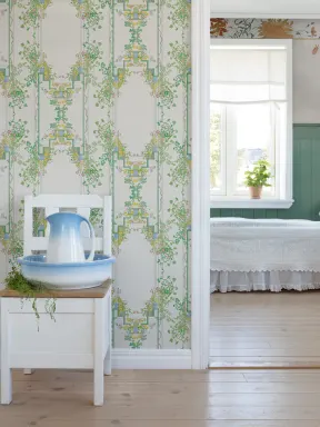 One of Karin Larsson’s unique furniture pieces turned into wallpaper