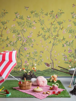 Mesmerizing yellow wall mural