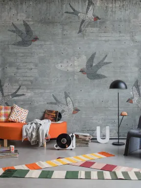 Poetic concrete wall mural