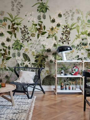 Décor mural fleurs sauvages grises
