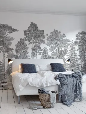 Gray forest wallpaper mural