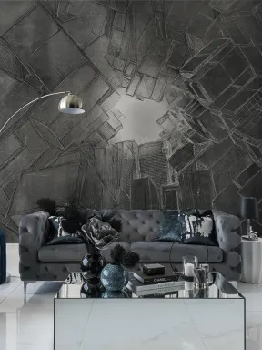 Create an illusion of a higher ceiling with this wall mural