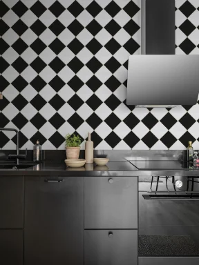 Checkered Tiles, Black & White