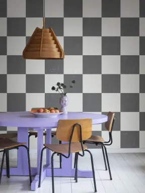 Black and white checkered wall mural