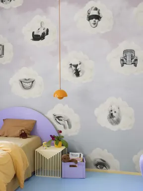 Retro-Tapete in zartem Rosa