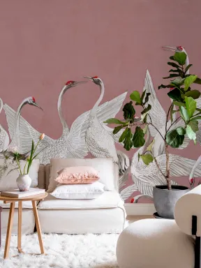 Cranes On a Pink Backdrop