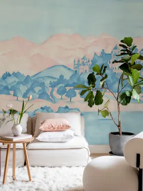 Paisagem de sonho em tons pastel