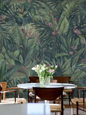Explore uma selva tranquila com pássaros elegantes