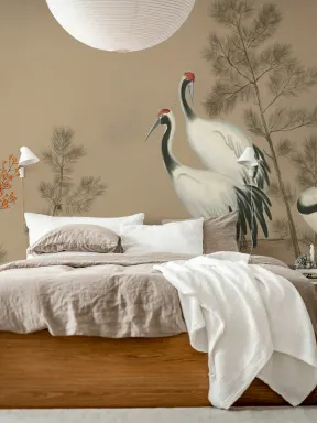 Graceful Cranes in a Serene Landscape