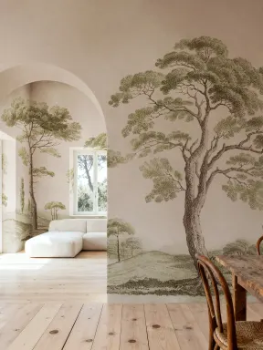 Eleganta trädstudier i mjukt rosa