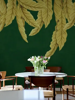 Golden Palms on a Deep Green Canvas
