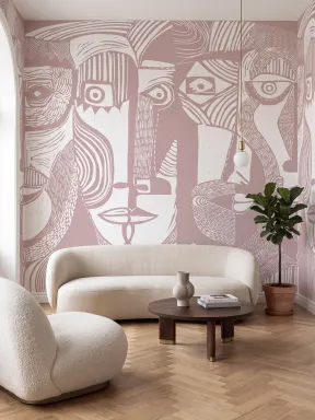 Expressive Abstract Faces in Pink