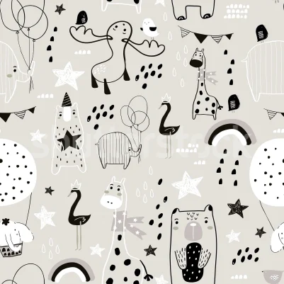 Happy Animals, Gray pattern image