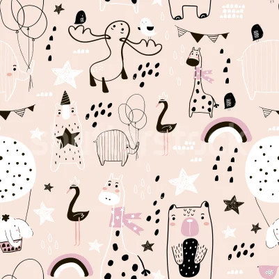 Happy Animals, Pink pattern image