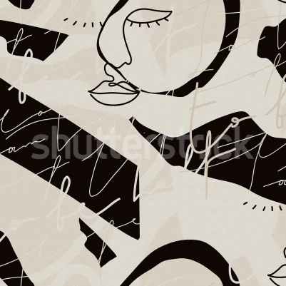 Lined Faces, Beige pattern image
