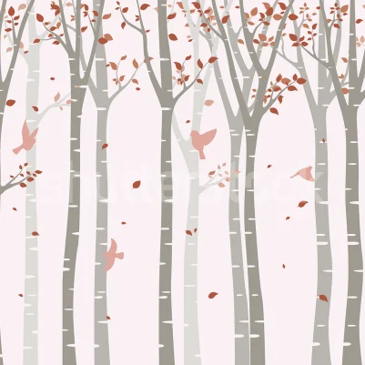 Forest Birds, Pink pattern image