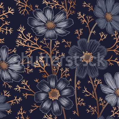 Grand Flowers, Gold pattern image