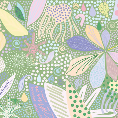 Flower Art, Green pattern image
