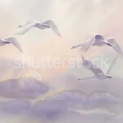 Flying Swans, Pastel pattern image