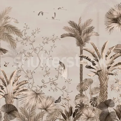 Magnolia Jungle, Beige pattern image